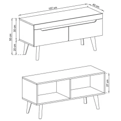 Wohnwand Möbelset Skandi Style - Olcian (vierteilig)