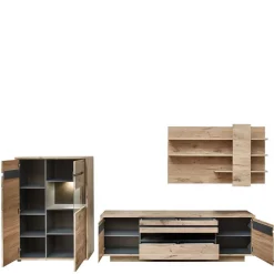 Wohnwand Schränke im Holzdekor - Zelio (dreiteilig)