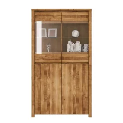 Wohnwand Vitrine Nadalia aus Wildeiche Massivholz