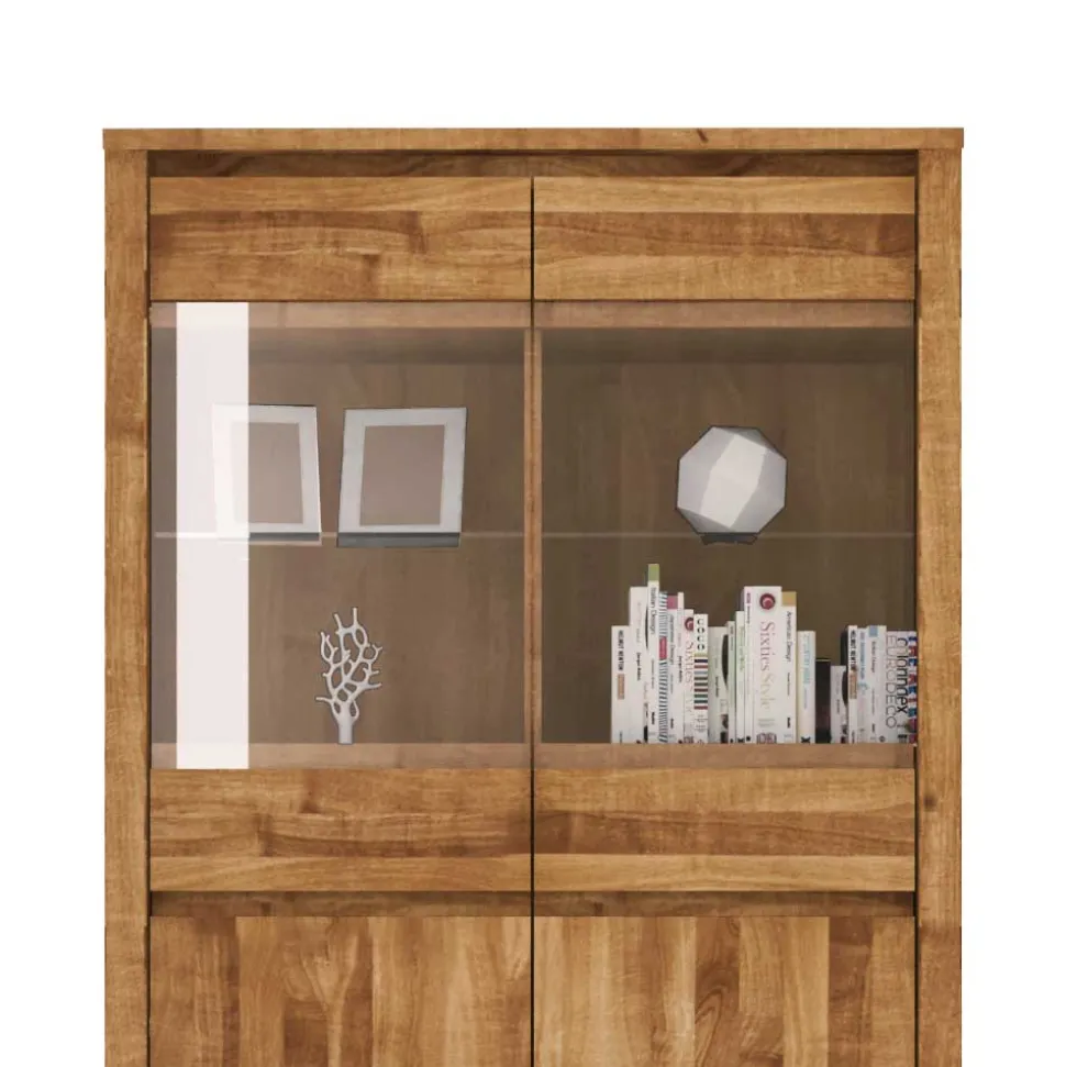 Wohnwand Vitrine Nadalia aus Wildeiche Massivholz