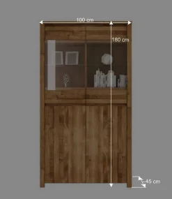 Wohnwand Vitrine Nadalia aus Wildeiche Massivholz