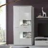 Wohnwand Vitrine Tacroma in Hochglanz Weiß