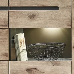 Wohnzimmer Anbauwand Holz Look - Zelio (dreiteilig)