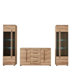 Wohnzimmer Anbauwand in Eiche - Brocus (dreiteilig)