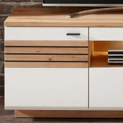 Wohnzimmer Anbauwand in Weiß mit Wildeiche - Niam (dreiteilig)