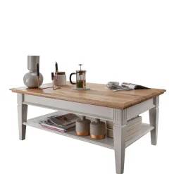 Wohnzimmer Couchtisch in Weiß & Eiche - Henry