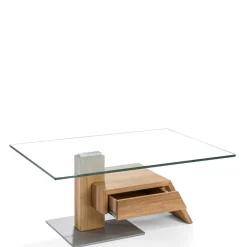 Wohnzimmer Design-Glastisch mit Schublade - Ambia