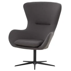 Wohnzimmer Designsessel in Dunkelgrau Stoff - Dessina