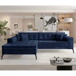 Wohnzimmer Eckcouch in Dunkelblau - Asbro