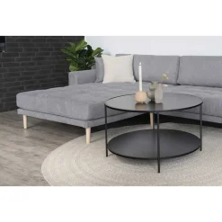 Wohnzimmer Ecksofa in Hellgrau mit Buche - Lelyo