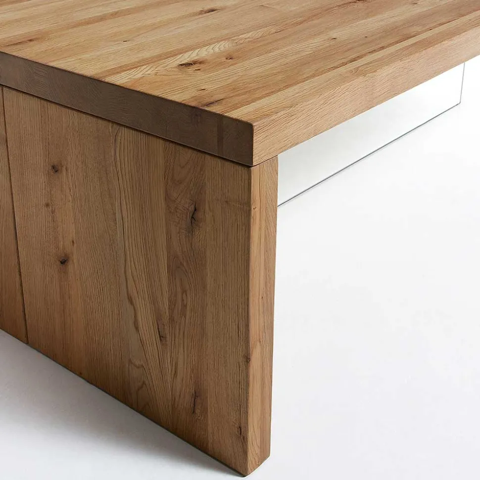 Wohnzimmer Eichentisch Bondoville mit Glas Fuß