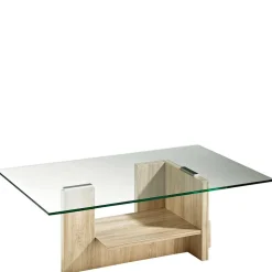 Wohnzimmer Glastisch auf Säulengestell mit Ablage - Durense