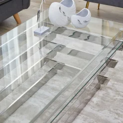 Wohnzimmer Glastisch mit Designgestell - Ludo