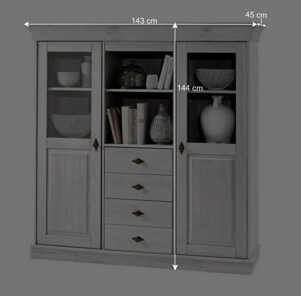 Wohnzimmer Highboard Piatra aus Kiefer teilmassiv