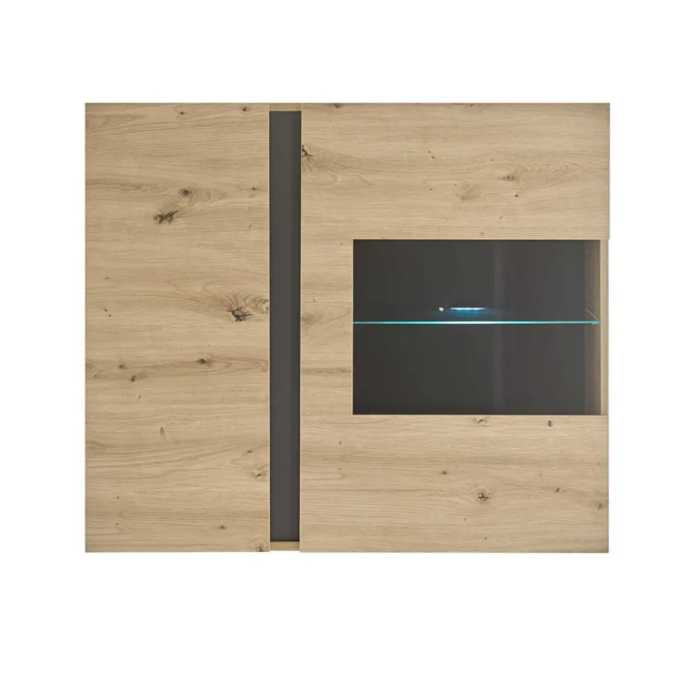 Wohnzimmer Hängeschrank mit Glas Einsatz 2-türig - Lairian