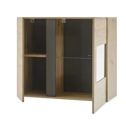 Wohnzimmer Hängeschrank mit Glas Einsatz 2-türig - Lairian