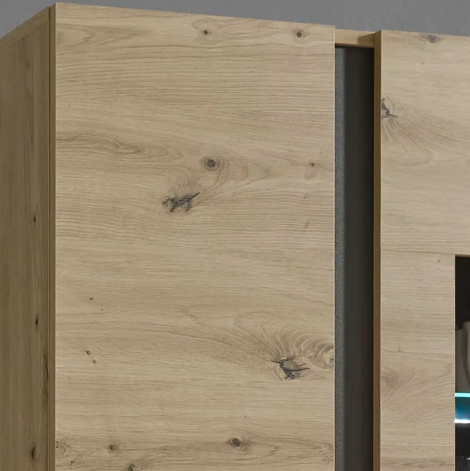 Wohnzimmer Hängeschrank mit Glas Einsatz 2-türig - Lairian