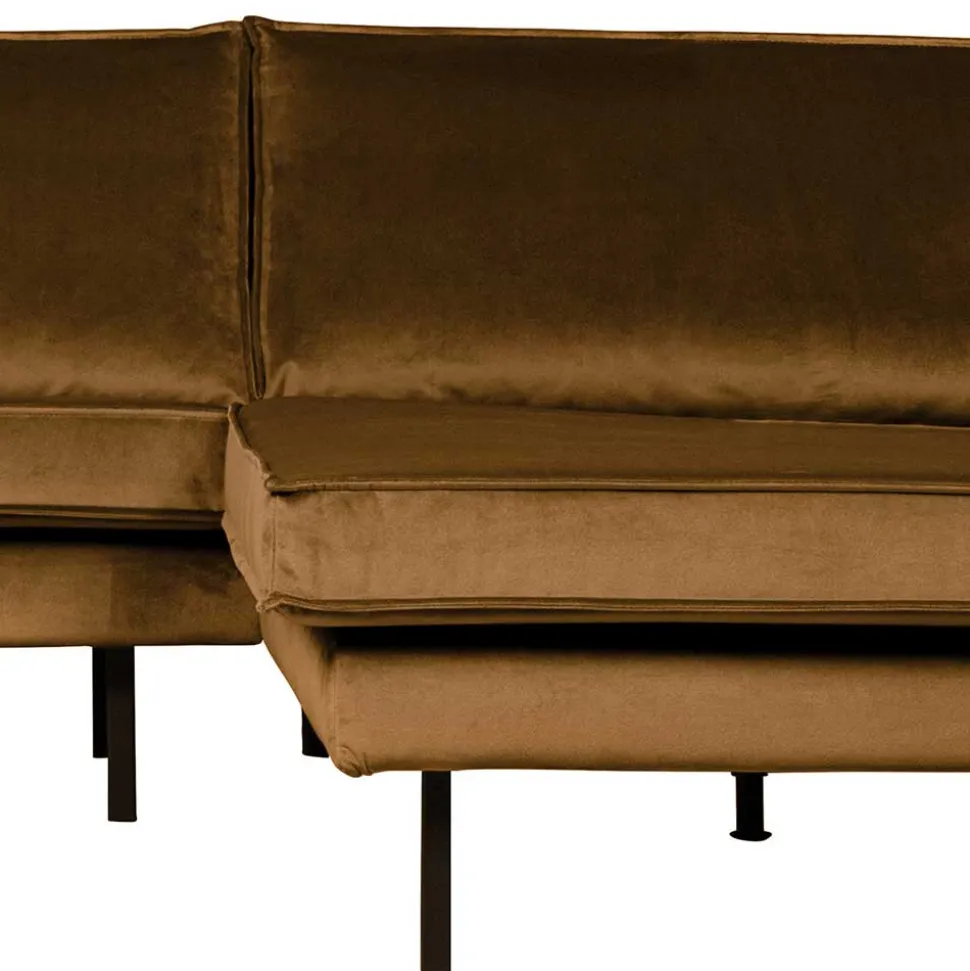 Wohnzimmer L Couch in Honigfarben Samt - Saguan