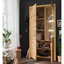 Wohnzimmer Massivholzschrank mit Glas Einsatz - Loitons