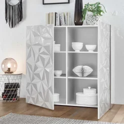 Wohnzimmer Möbel in Weiß glänzend - Vovasoma (dreiteilig)