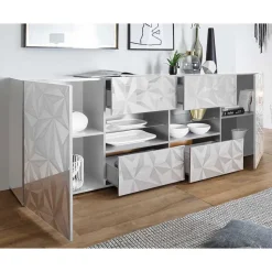 Wohnzimmer Möbel in Weiß glänzend - Vovasoma (dreiteilig)