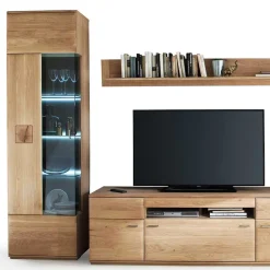 Wohnzimmer Möbel Kombi Pontros in Eiche Bianco (vierteilig)