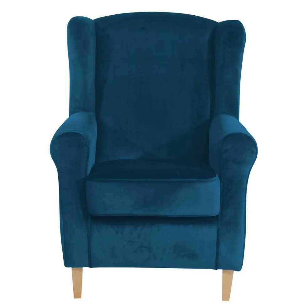 Wohnzimmer Ohrensessel aus Samtvelours in Petrol - Torabus