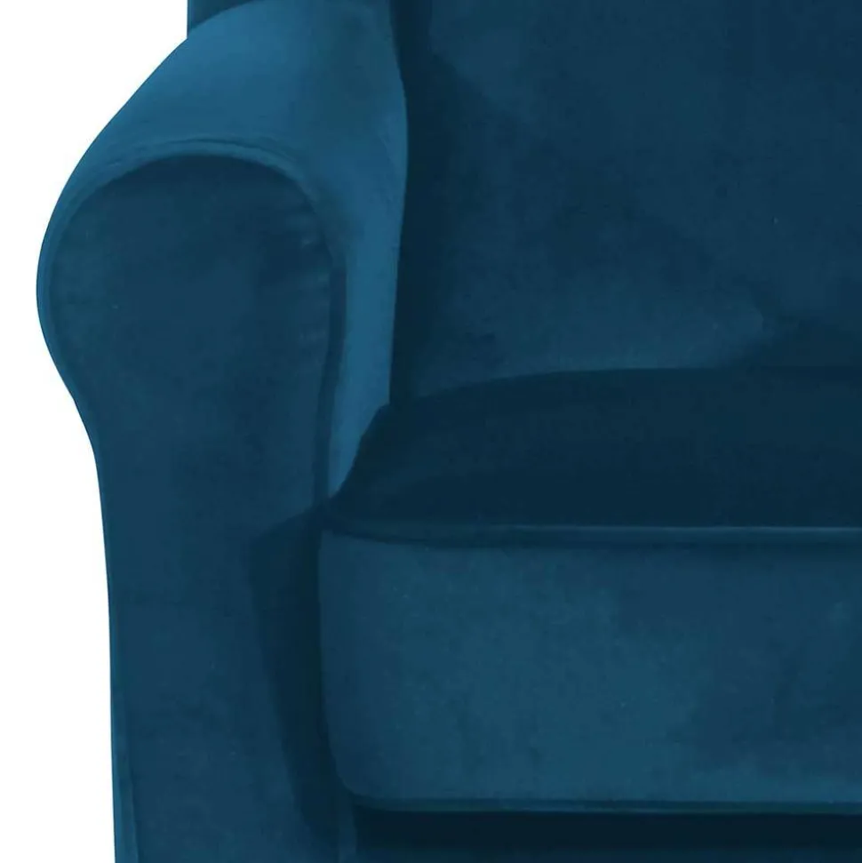 Wohnzimmer Ohrensessel aus Samtvelours in Petrol - Torabus