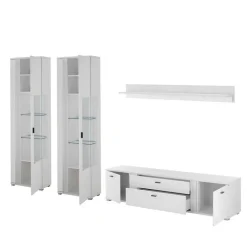 Wohnzimmer Schrank & Regal Set in Weiß - Tirol (vierteilig)