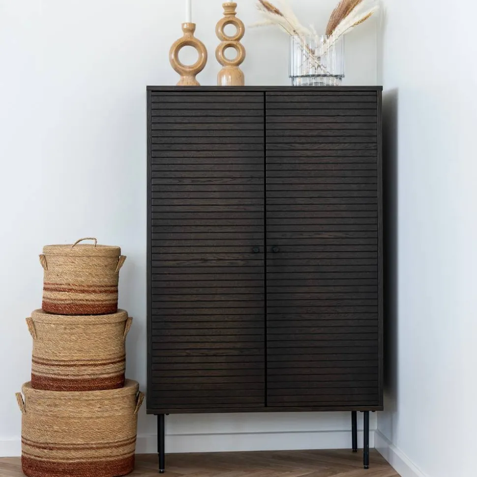 Wohnzimmer Schrank mit dunklem Furnier in Braun - Wega