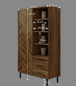 Wohnzimmer Schrank mit Tür Fischgrät Optik - Kerfa