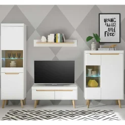 Wohnzimmer Schrankset im Skandi Design - Ginko (vierteilig)