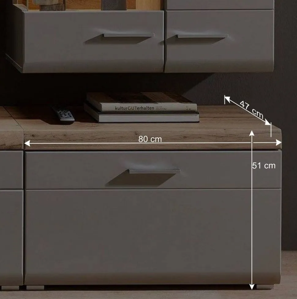 Wohnzimmer Schrankwand Lisepio mit Beleuchtung (fünfteilig)