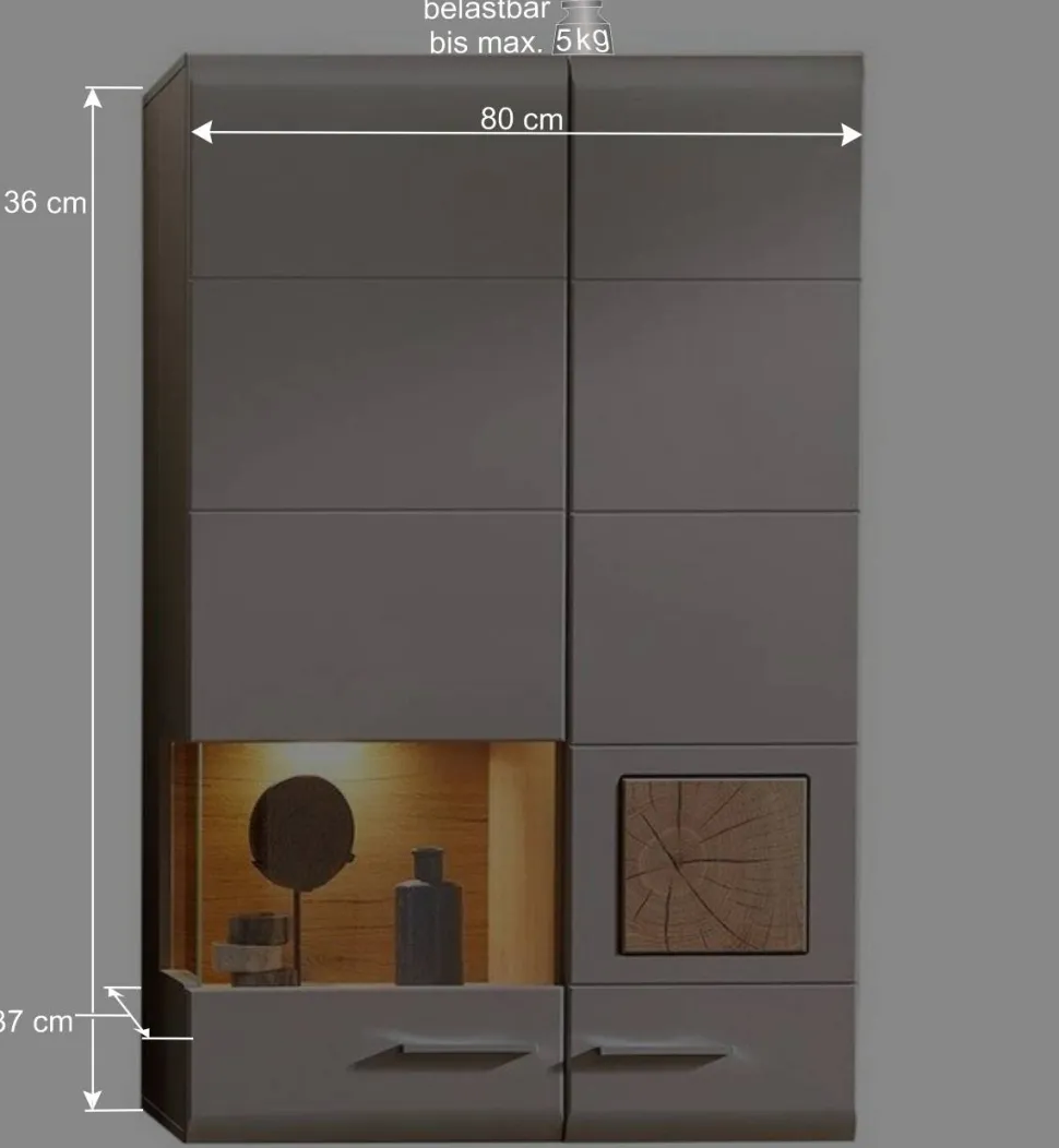 Wohnzimmer Schrankwand Lisepio mit Beleuchtung (fünfteilig)
