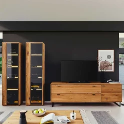 Wohnzimmer Schränke aus Wildeiche & Metall - Flacona (dreiteilig)