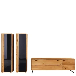 Wohnzimmer Schränke aus Wildeiche & Metall - Flacona (dreiteilig)