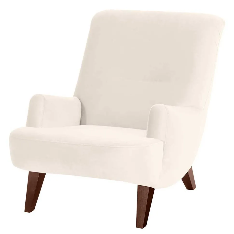 Wohnzimmer Sessel in Cremeweiß Samtvelours - Chalil