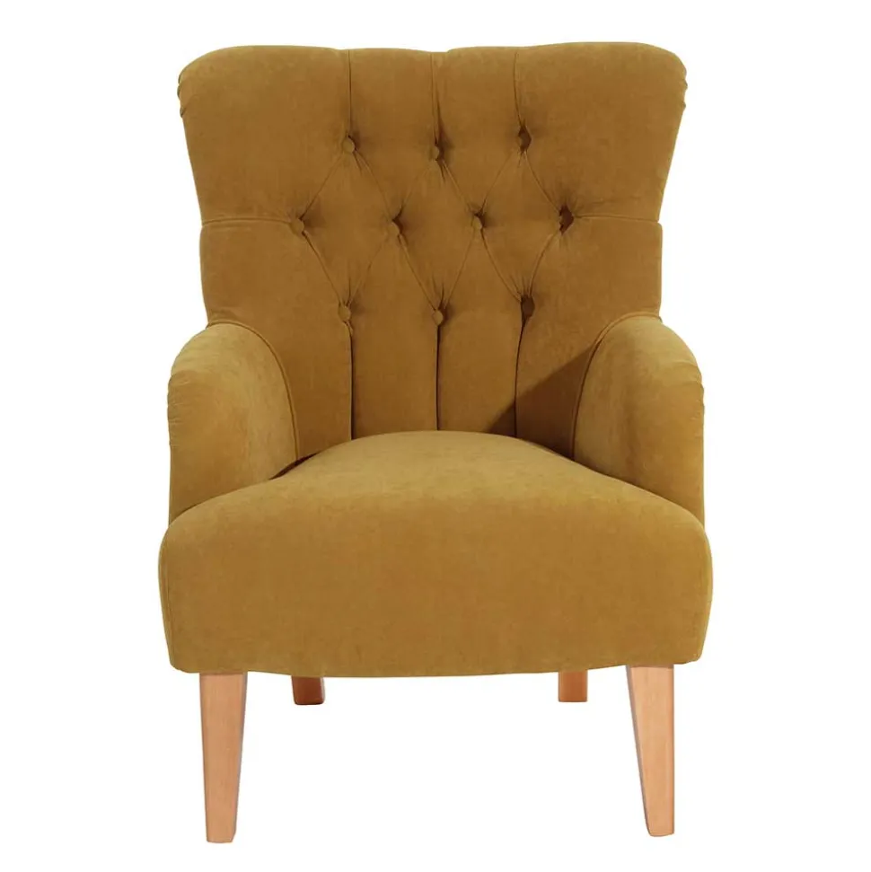 Wohnzimmer Sessel in Gelb Veloursbezug - Rosario