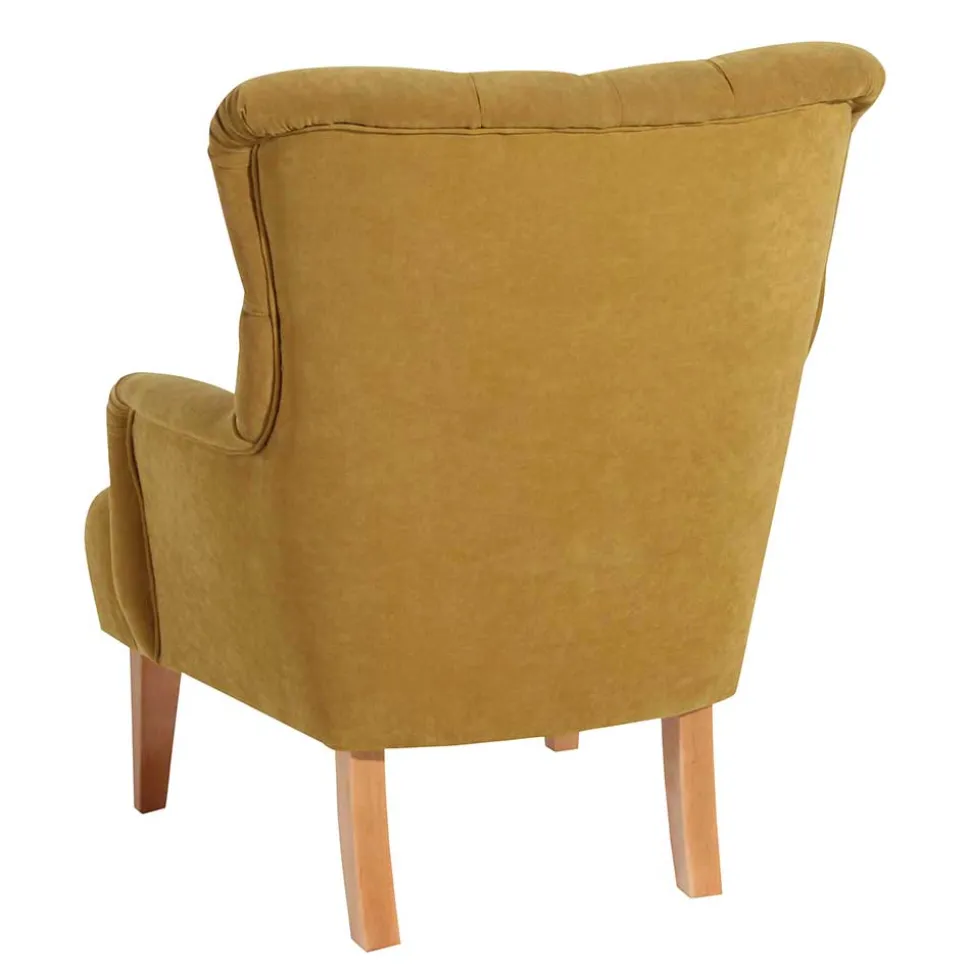 Wohnzimmer Sessel in Gelb Veloursbezug - Rosario