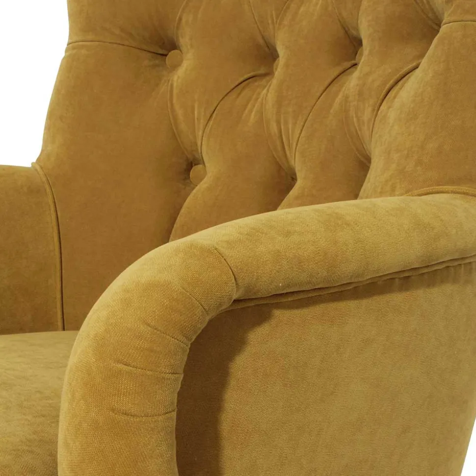 Wohnzimmer Sessel in Gelb Veloursbezug - Rosario