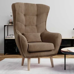 Wohnzimmer Sessel in Hellbraun Samtbezug - Cooking