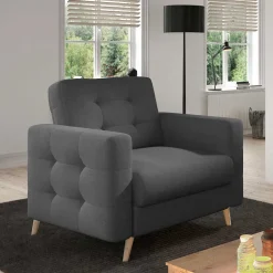 Wohnzimmer Sessel in Platingrau mit Punktsteppung - Formicas