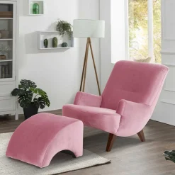 Wohnzimmer Sessel in Rosa und Nussbaum - Jily