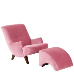 Wohnzimmer Sessel in Rosa und Nussbaum - Jily