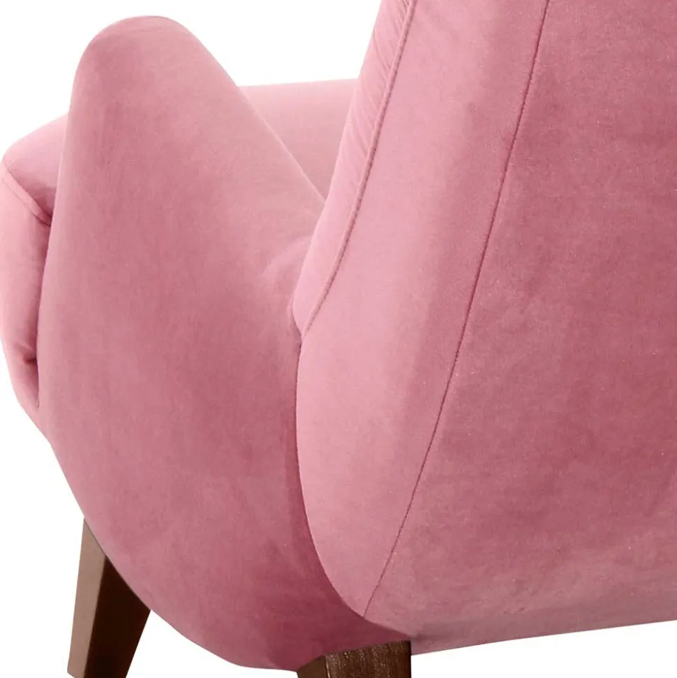 Wohnzimmer Sessel in Rosa und Nussbaum - Jily