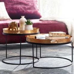 Wohnzimmer Tablett-Tische in Gold - Viborg (zweiteilig)