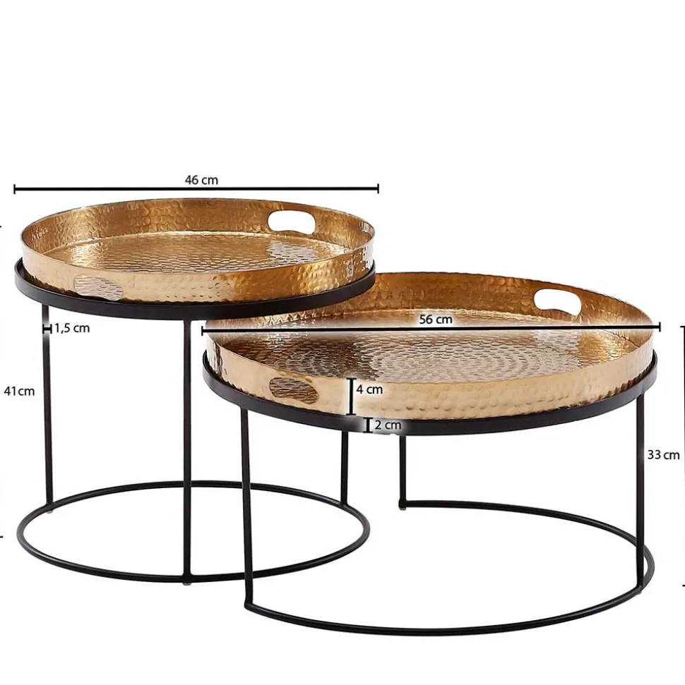 Wohnzimmer Tablett-Tische in Gold - Viborg (zweiteilig)