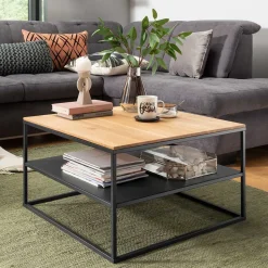 Wohnzimmer Tisch aus Eiche massiv & Metall - Sisam