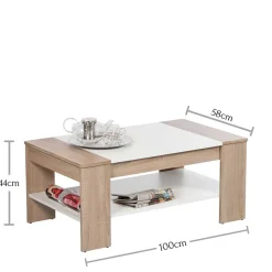 Wohnzimmer Tisch in Weiß & Sonoma-Eiche - Dranico