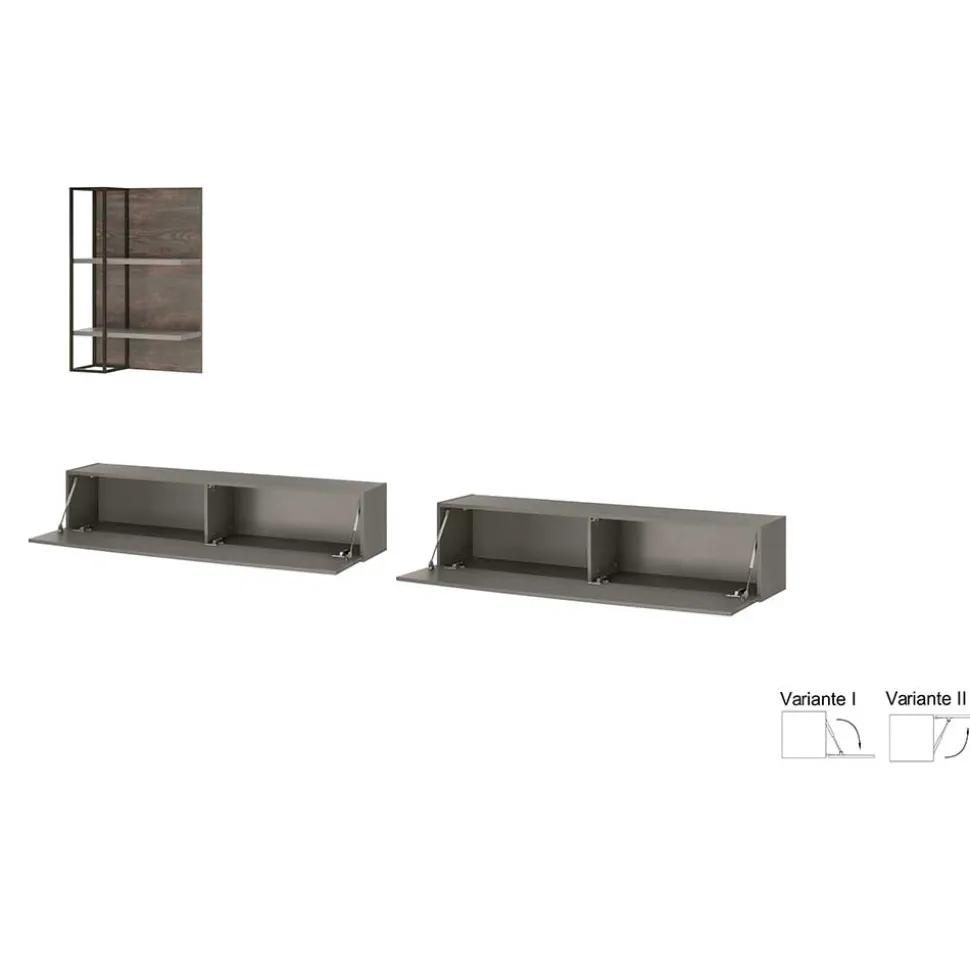 Wohnzimmer TV Anbauwand hängend - Mundo (dreiteilig)